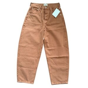 Etica Cassel Ultra High Barrel Jeans Copper Brown 27 EW233563 New Denim Fall